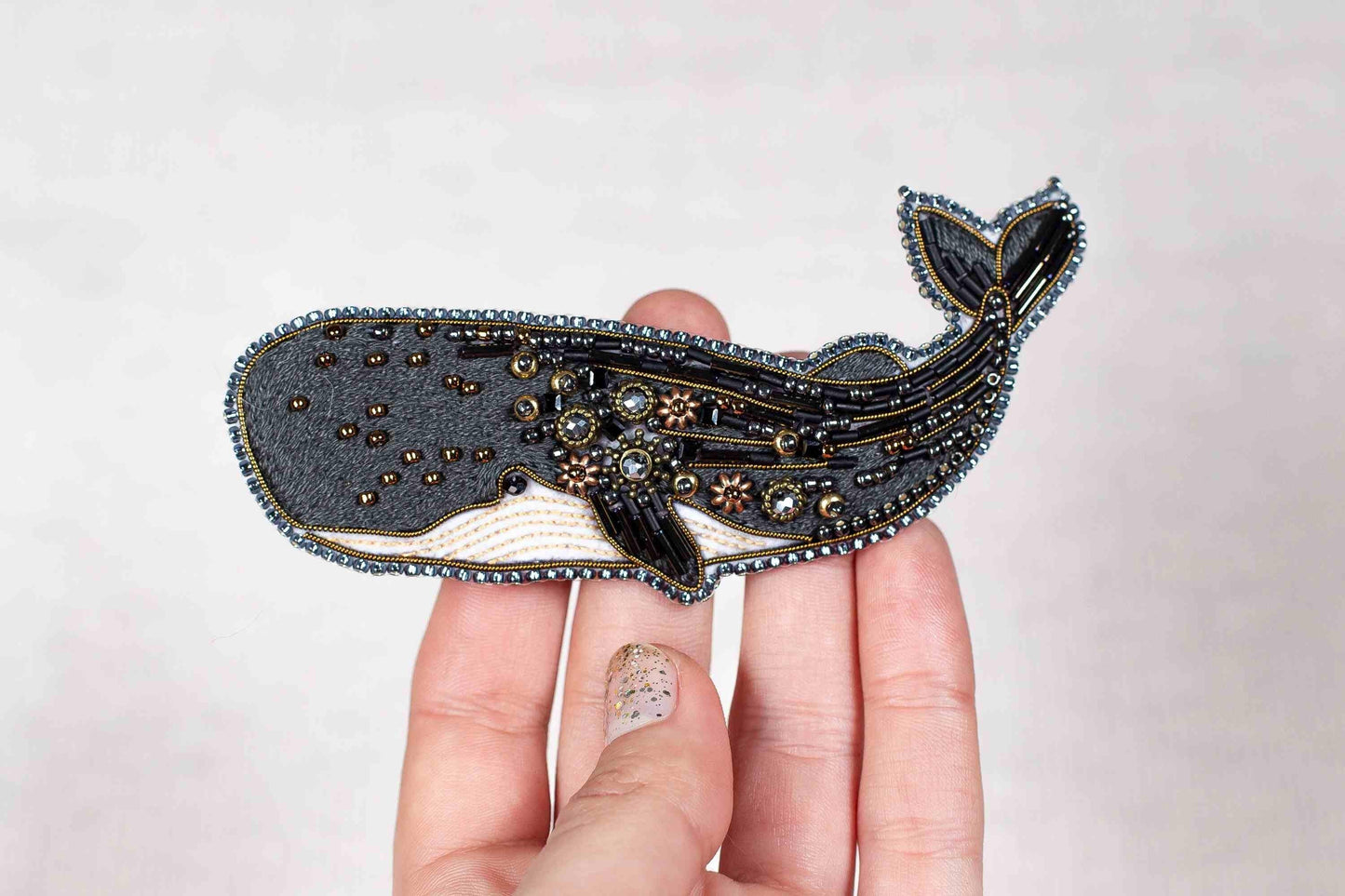 Whale - Readymade Beaded Brooch