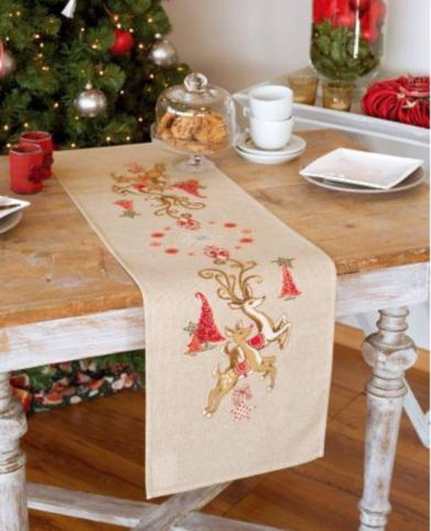 Christmas Table Runner Cross stitch Embroidery DIY Kits