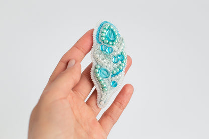 Feather - Readymade Beaded Brooch