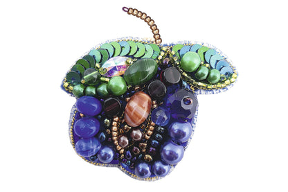 Plum - Readymade Beaded Brooch