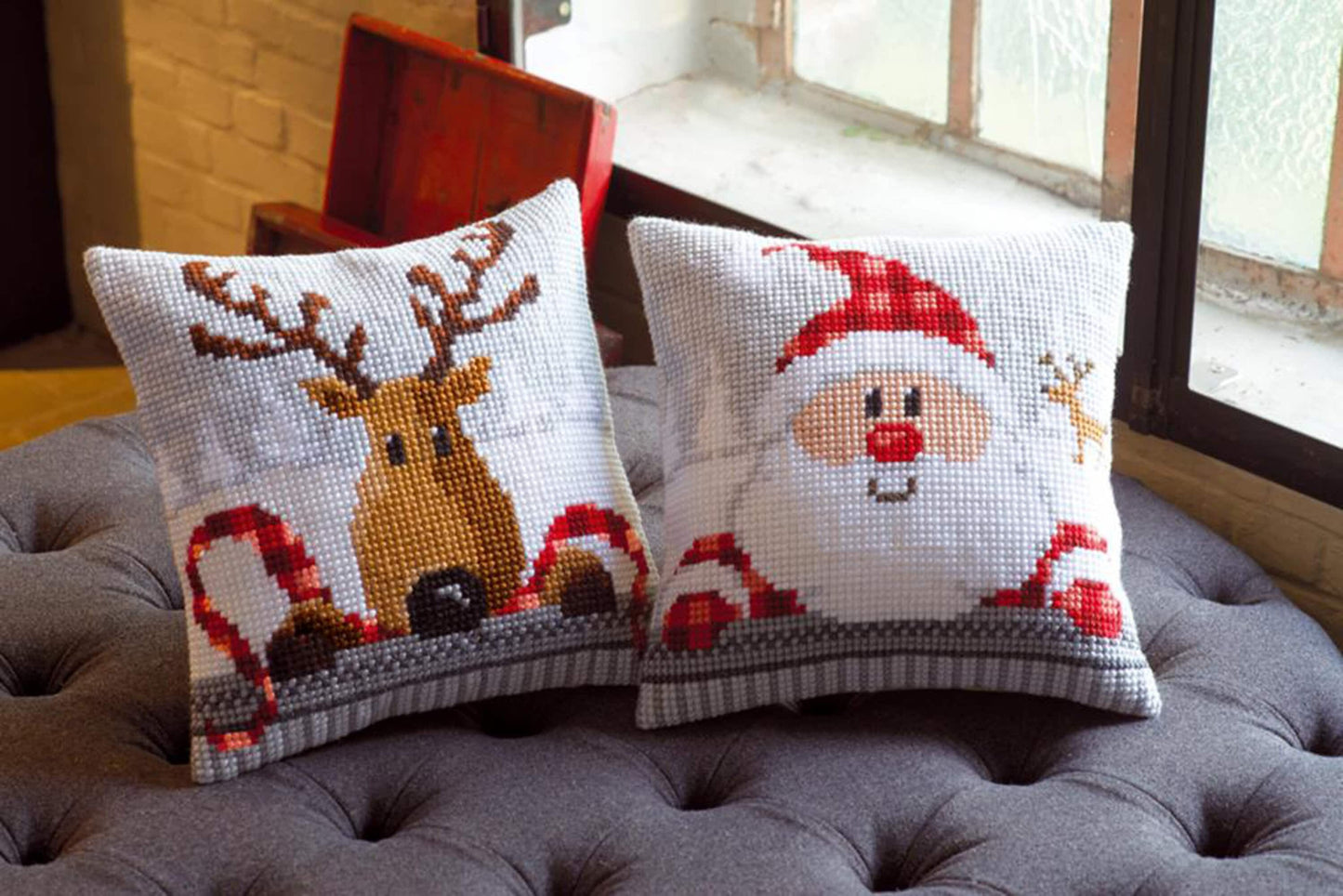 Christmas Cushion Cover Cross stitch Embroidery DIY Kits