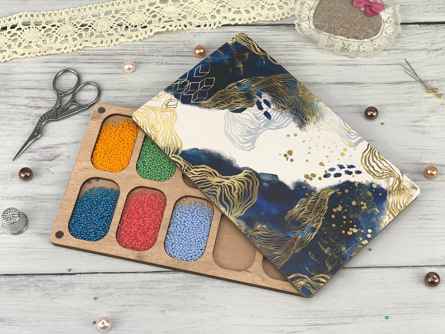 Wooden Seed Bead Organizer