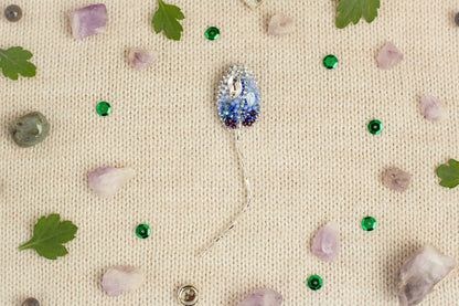 Blue Flower - Readymade Beaded Brooch