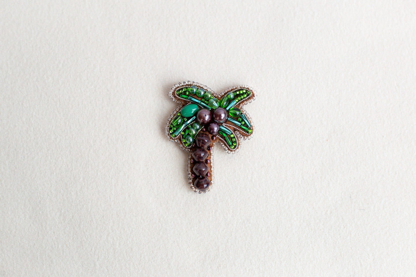 Palm Tree - Readymade Beaded Brooch