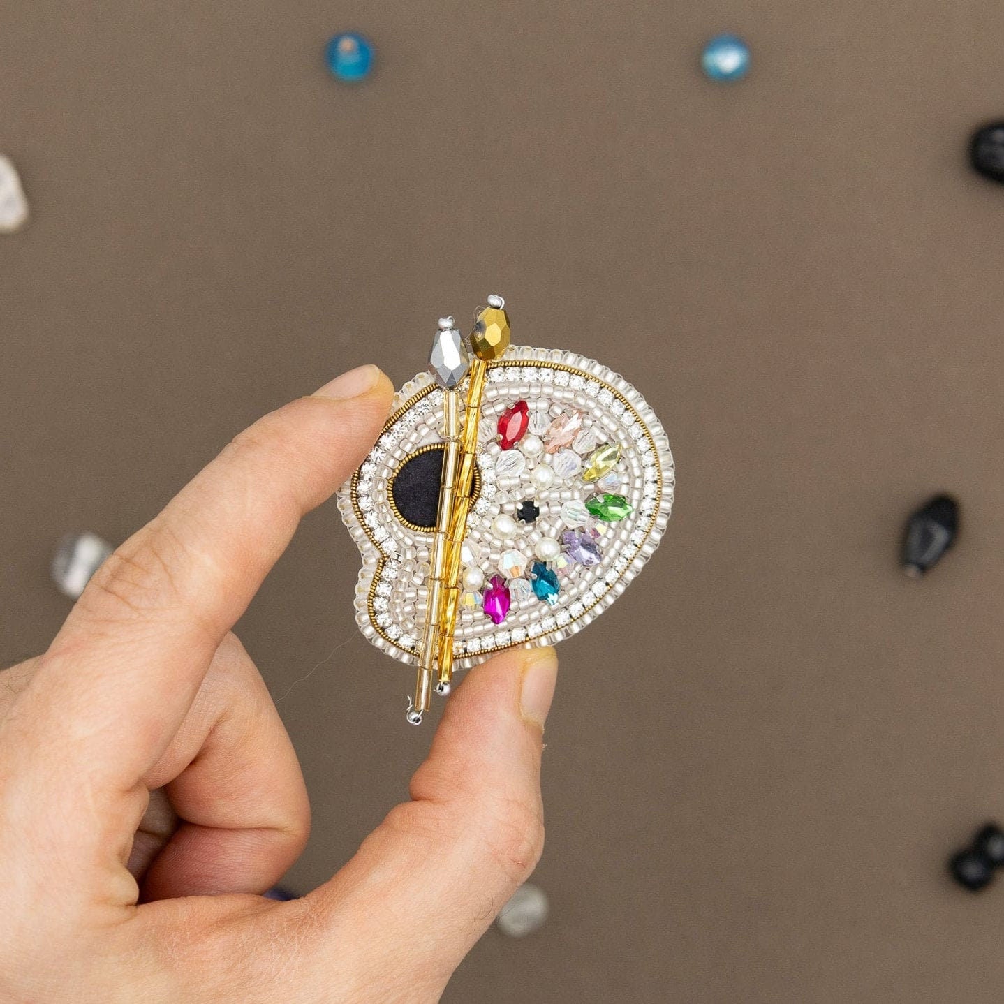Artist Palette - Readymade Beaded Brooch