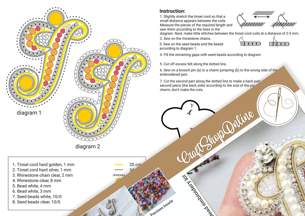 The image is a collage of various images related to beading and crafting, including diagrams, images of beads, and a close-up of a beaded object. The collage does not contain any text, and the images are not described in detail.