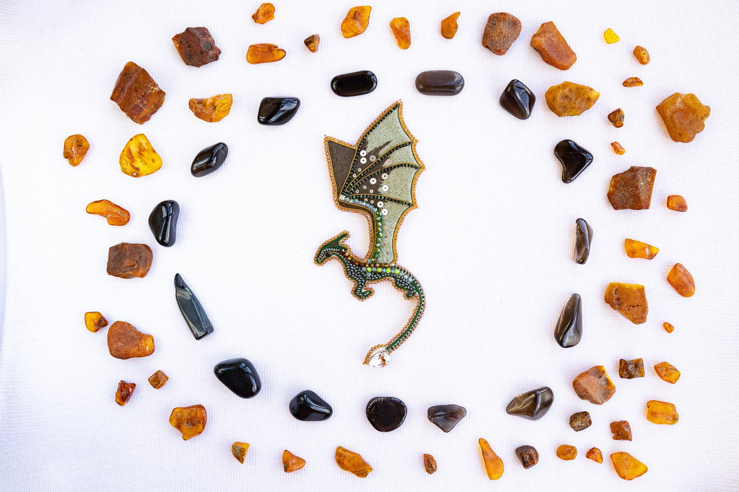 a picture of a dragon made out of rocks