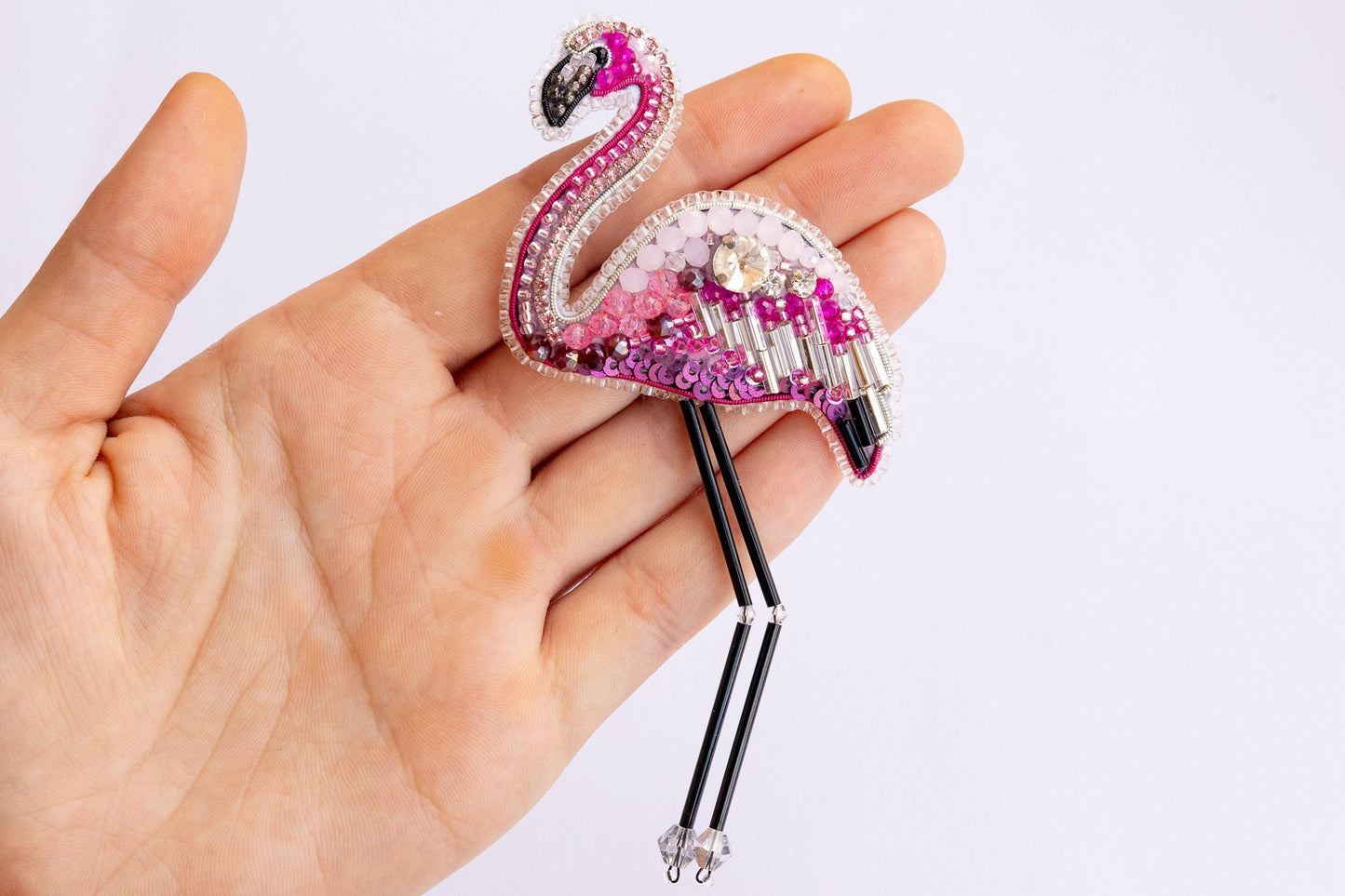 Flamingo - Readymade Beaded Brooch