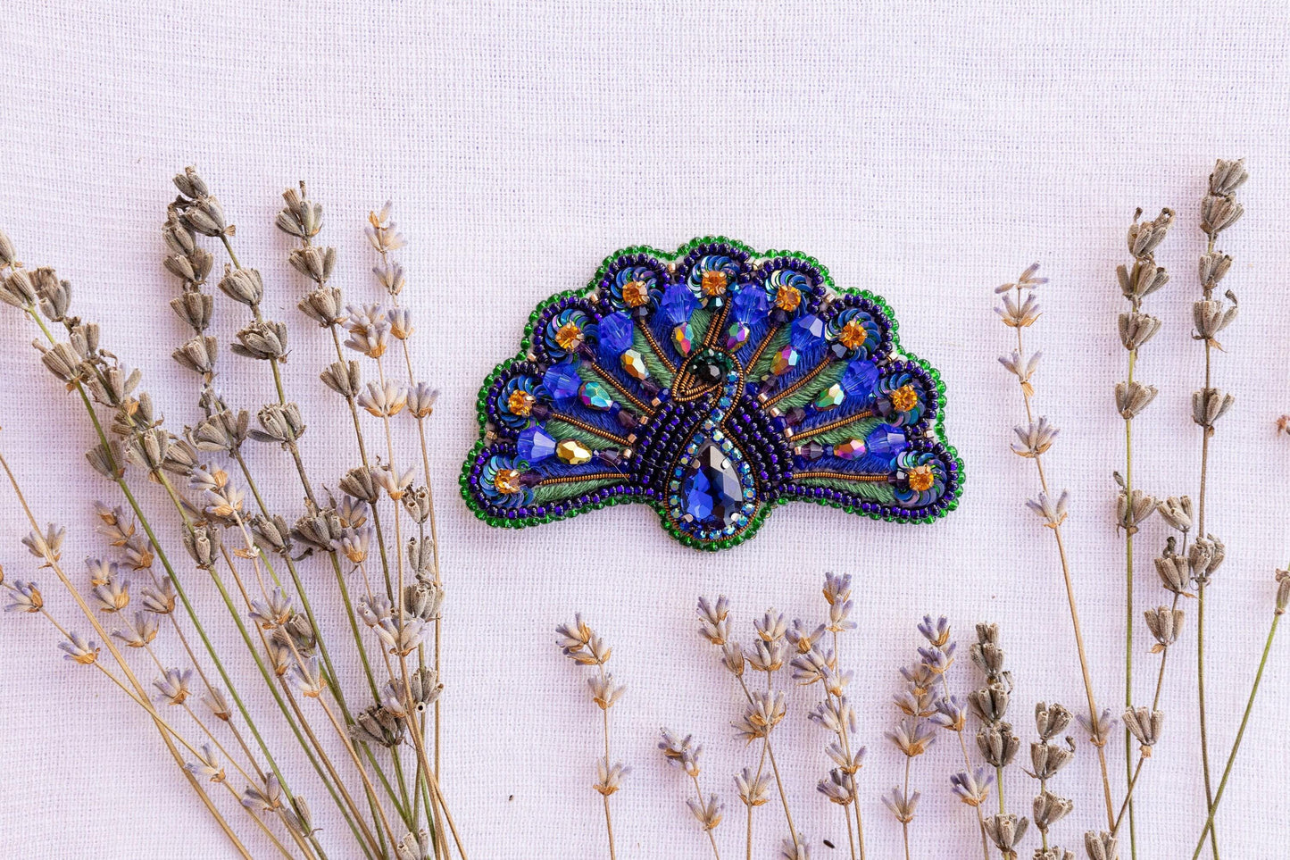 Peacock Bird - Readymade Beaded Brooch