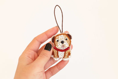 English Bulldog - Readymade Beaded Brooch