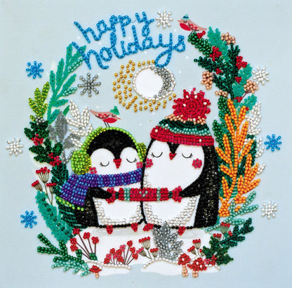DIY Christmas Penguins Bead Embroidery Kit: Beginner Xmas Decor