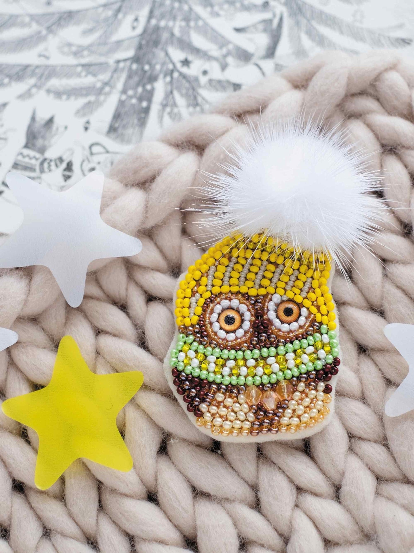 Owlet - Readymade Beaded Brooch