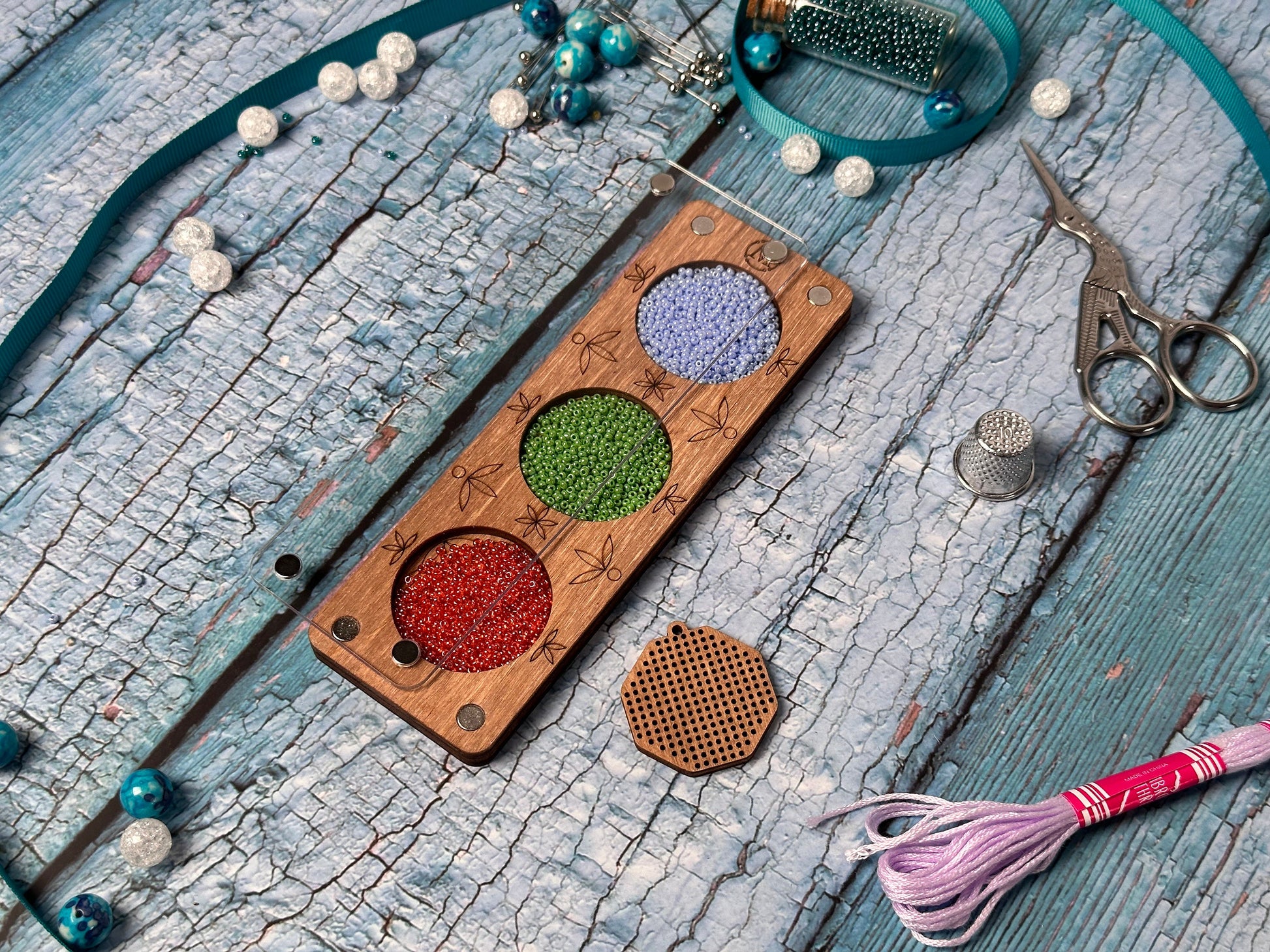 a close up of a palette on a table