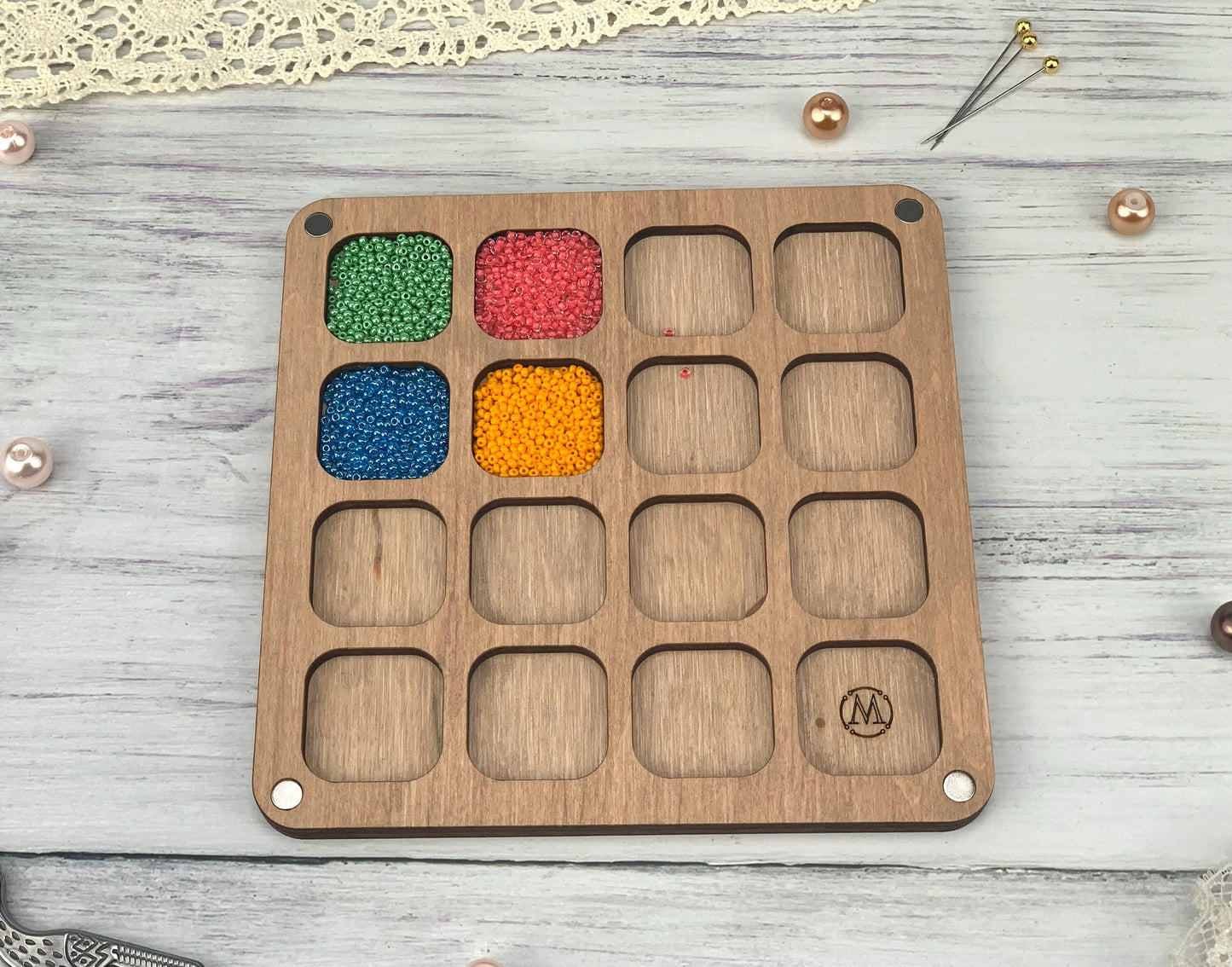 Wooden Seed Bead Organizer