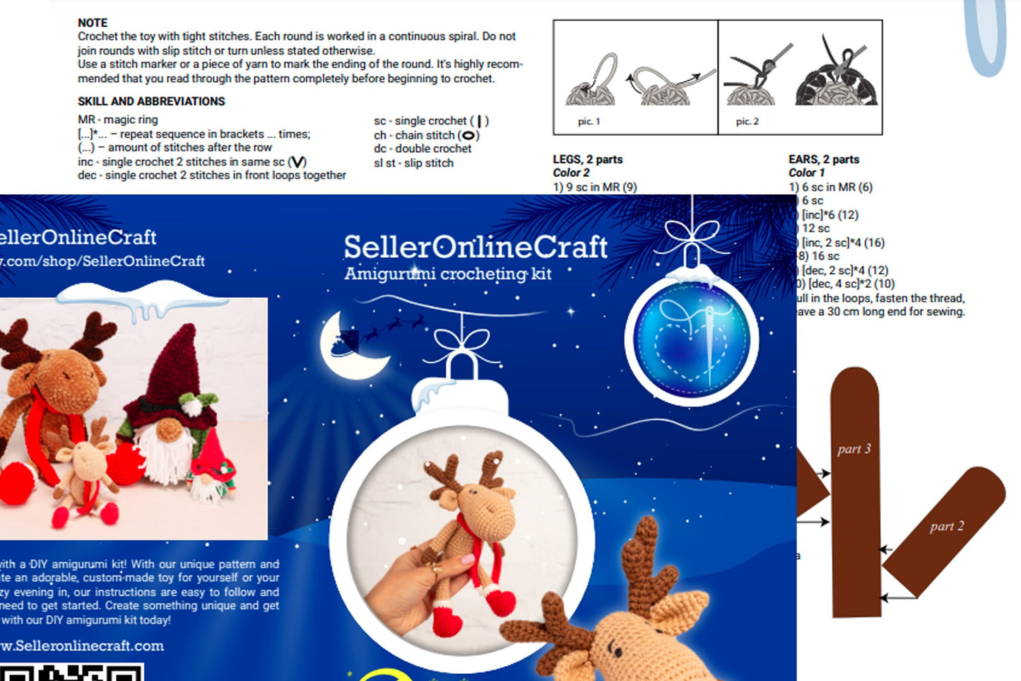 Christmas Reindeer - Crochet Amigurumi DIY kit