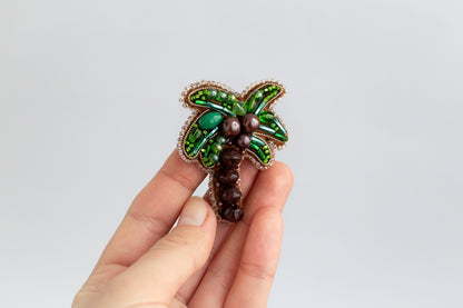 Palm Tree - Readymade Beaded Brooch