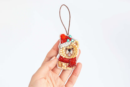 Christmas Chau Chau Dog - Readymade Beaded Brooch