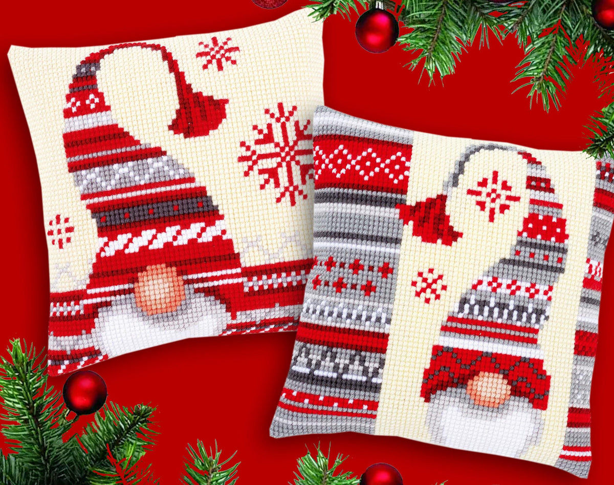 Scandinavian Gnome Pillow Cross Stitch Kit | DIY Christmas Cushion Cover