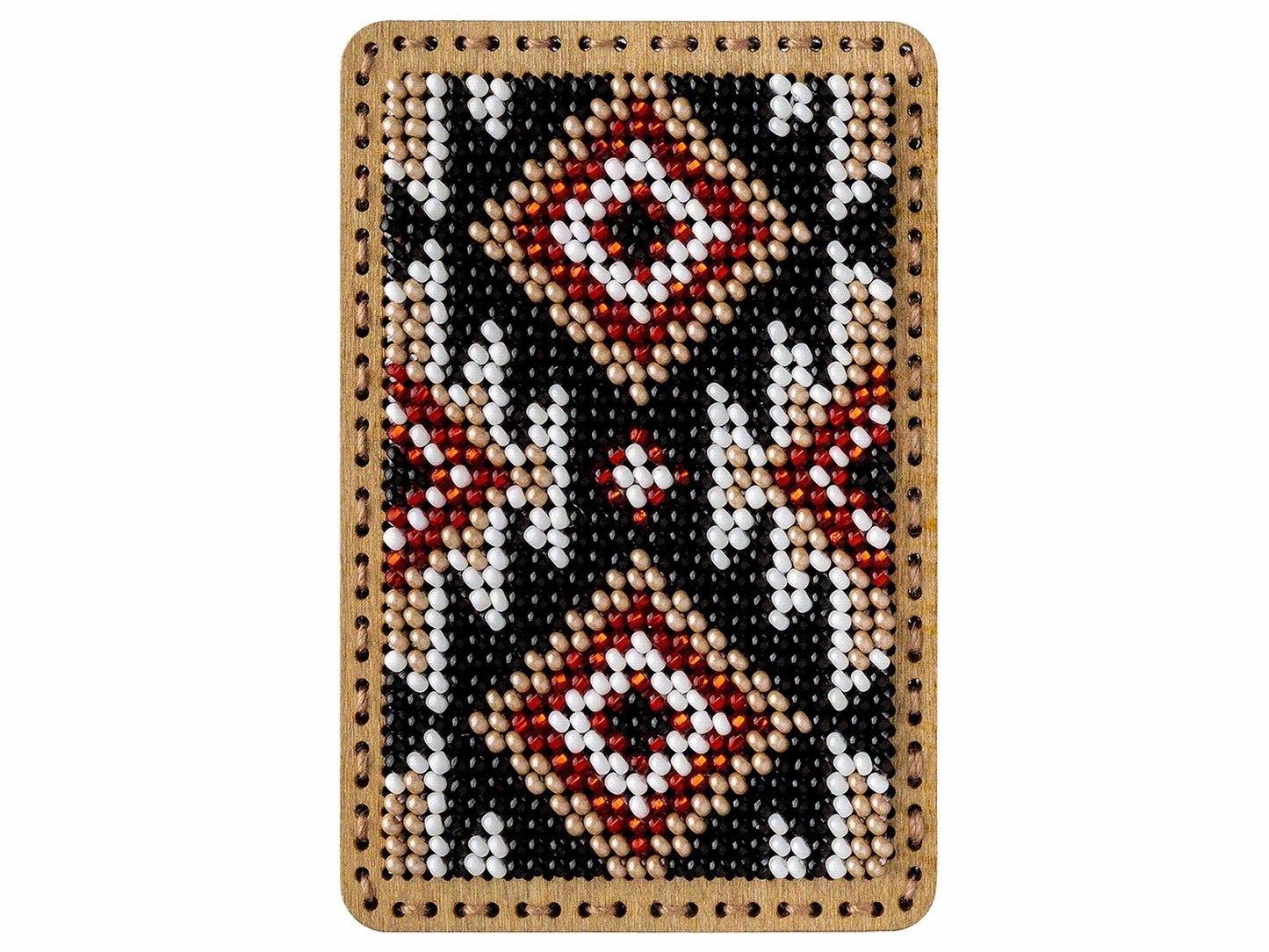 a beaded phone case with a pattern on it