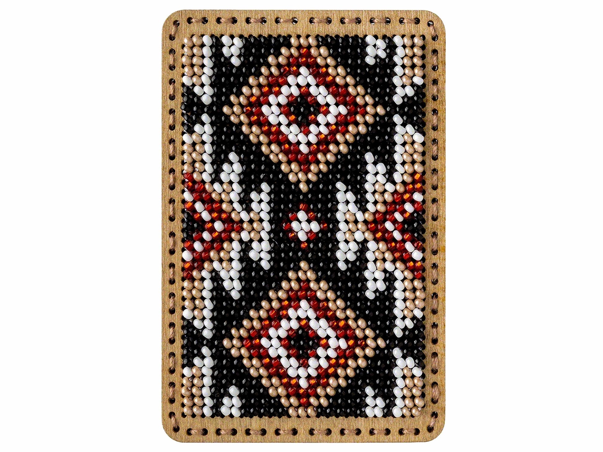 a beaded phone case with a pattern on it