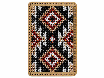 a beaded phone case with a pattern on it