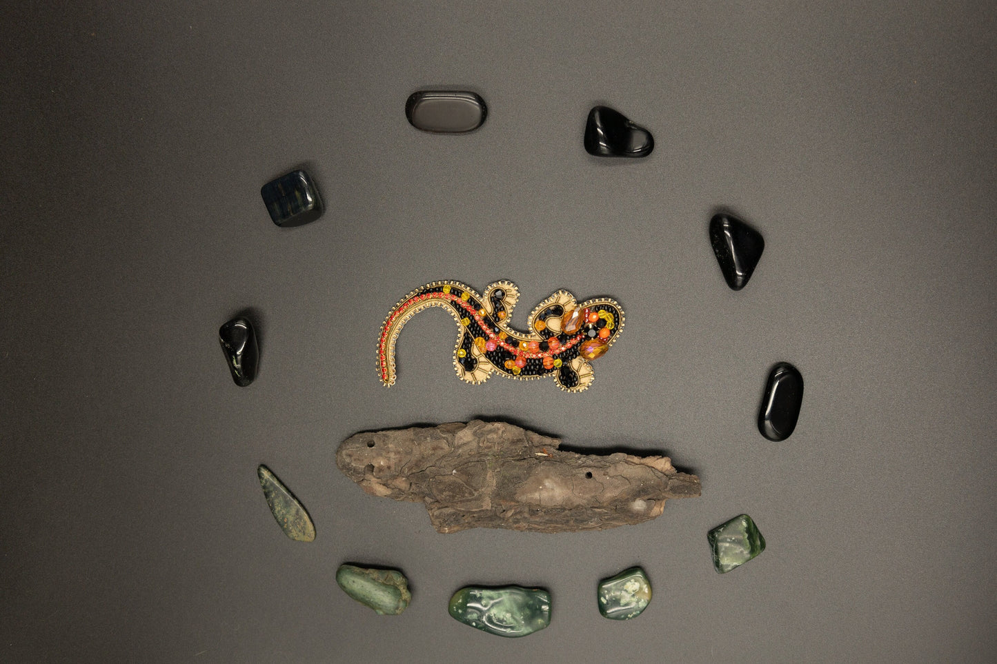 Salamander Lizard - Readymade Beaded Brooch