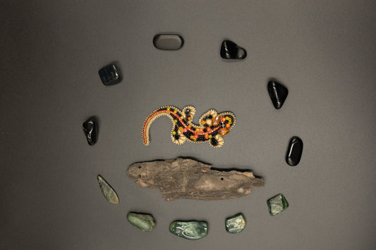Salamander Lizard - Readymade Beaded Brooch