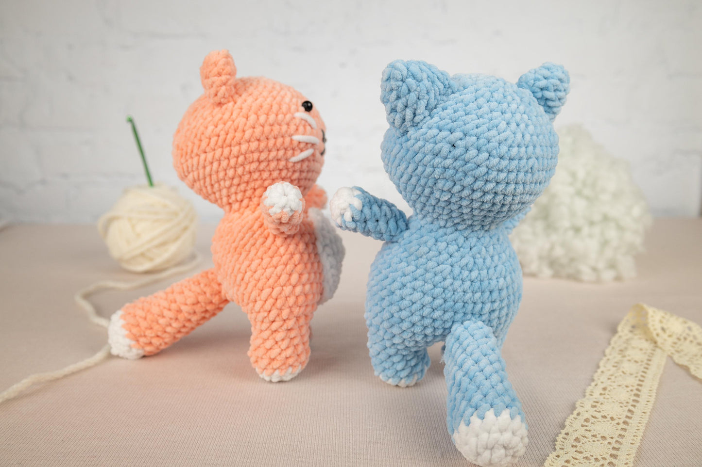 a couple of stuffed animals sitting next to each other