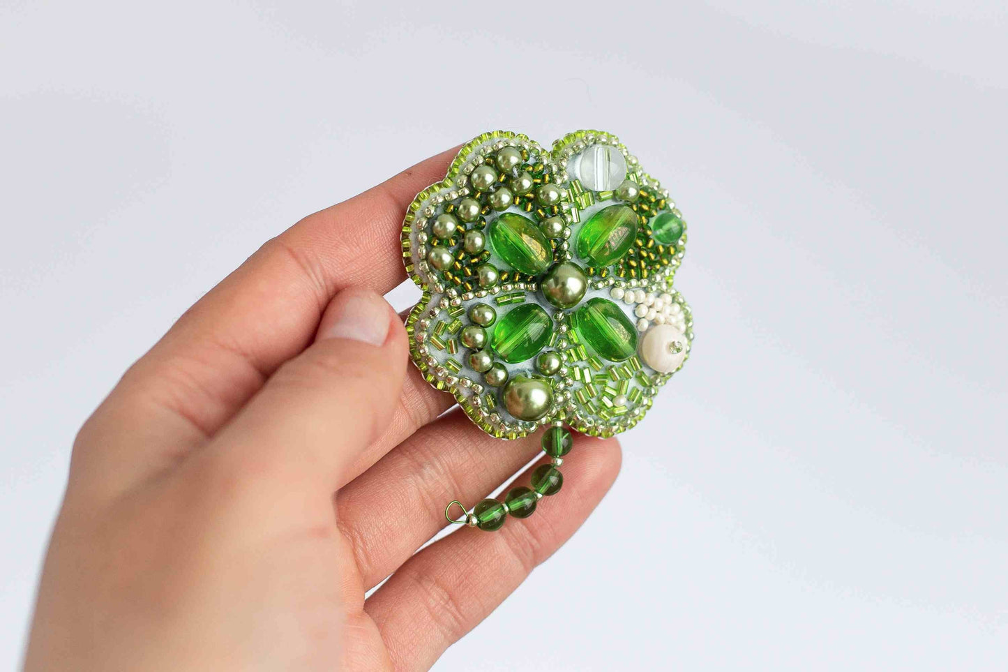 Clover - Readymade Beaded Brooch