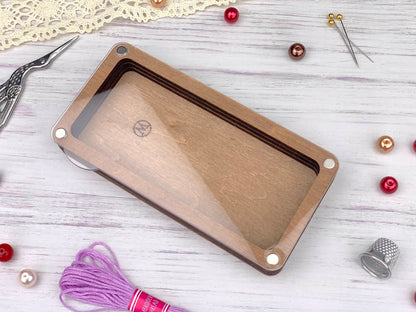 Wooden Craft Organizer Box with Clear Lid