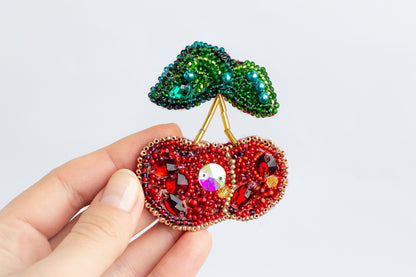 Cherry - Readymade Beaded Brooch