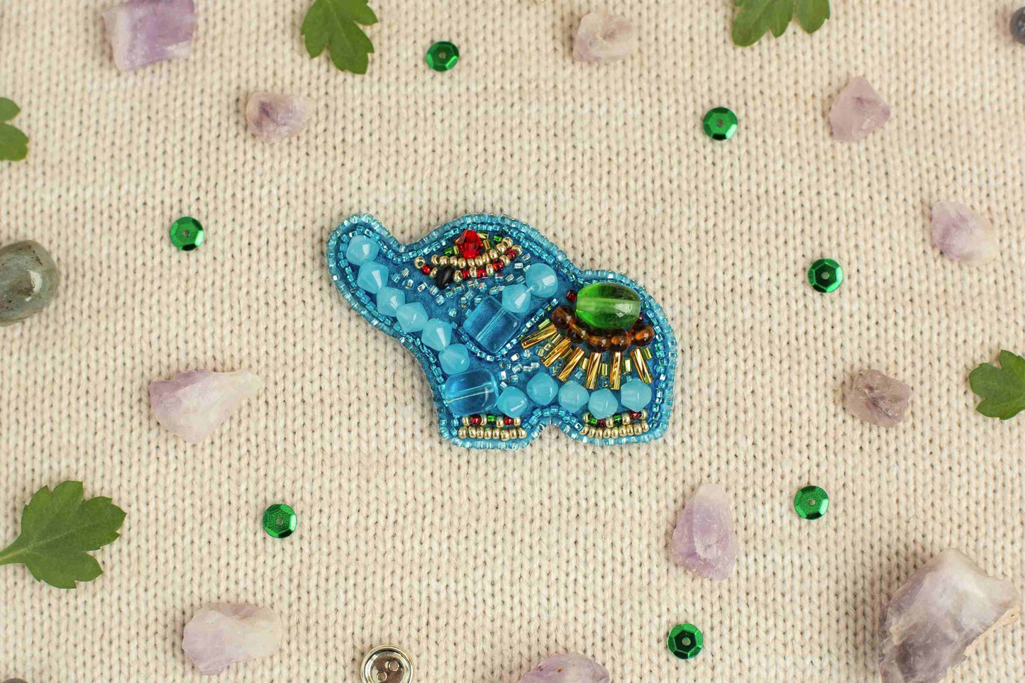 Elephant - Readymade Beaded Brooch