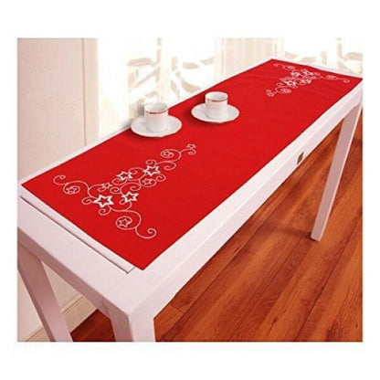 Satin Stitch Christmas Table Runner Kit: Star Embroidery DIY (12 x 41 in)