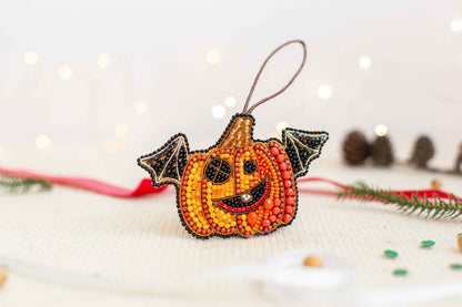 Halloween Pumpkin - Readymade Beaded Brooch