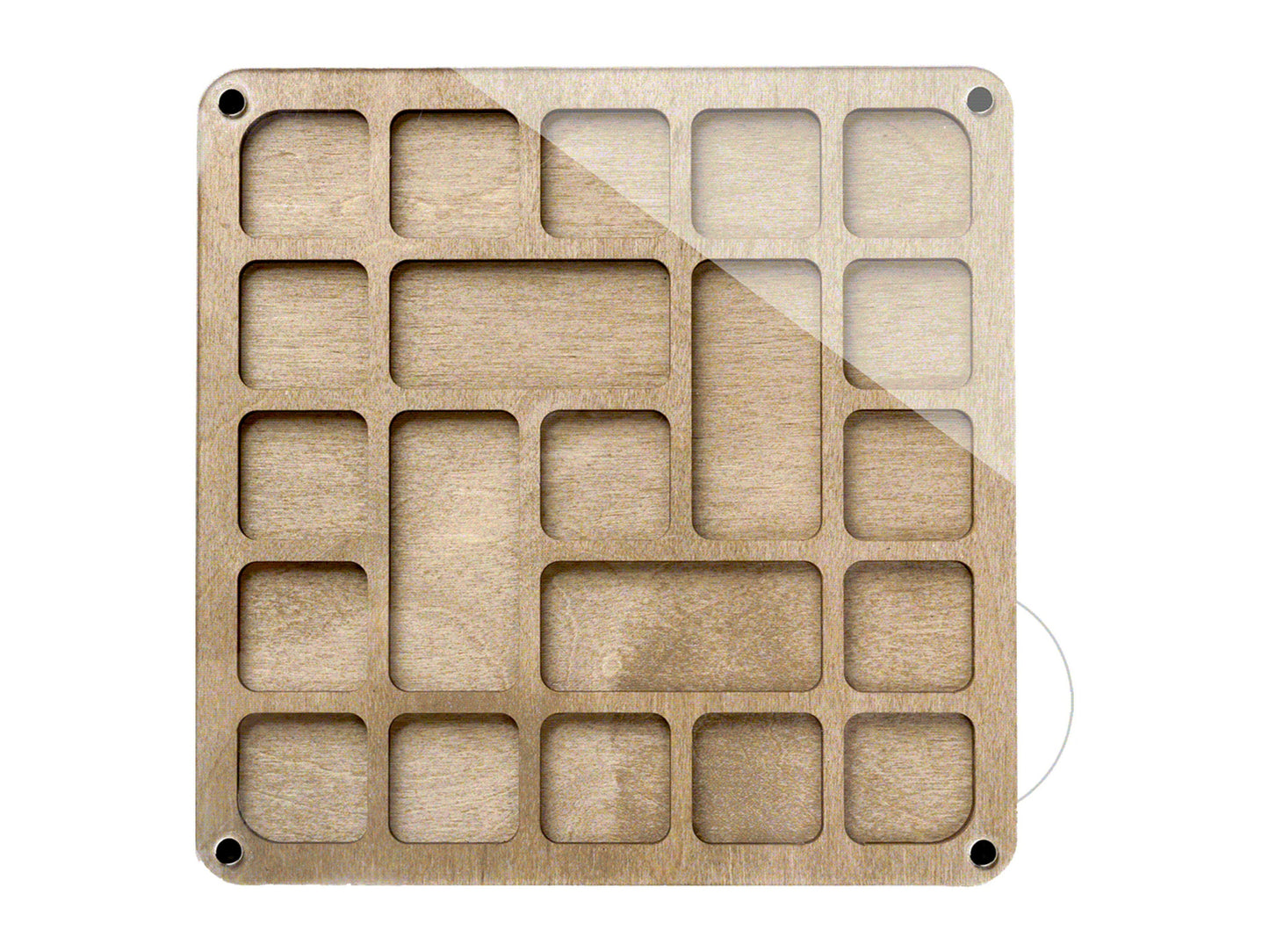 a wooden board with squares and squares on it