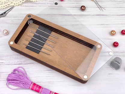 Wooden Craft Organizer Box with Clear Lid