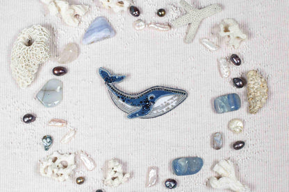 Blue Whale  - Readymade Beaded Brooch