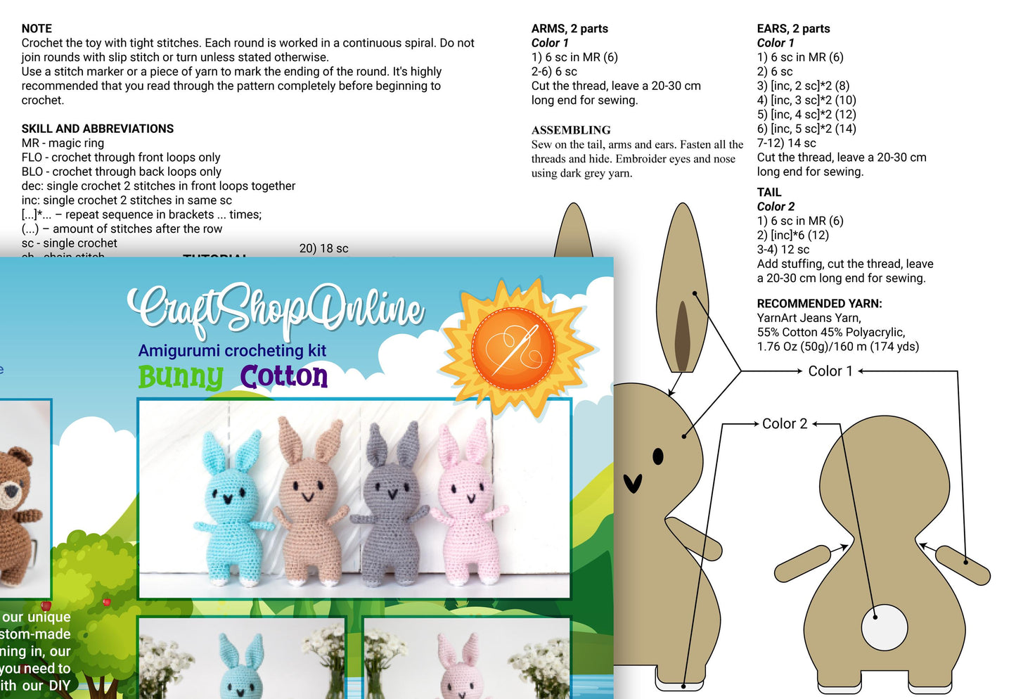 a paper craft of a bunny and a bear