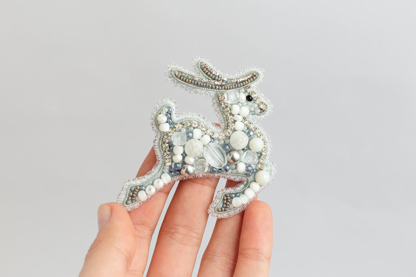 Christmas Deer - Readymade Beaded Brooch