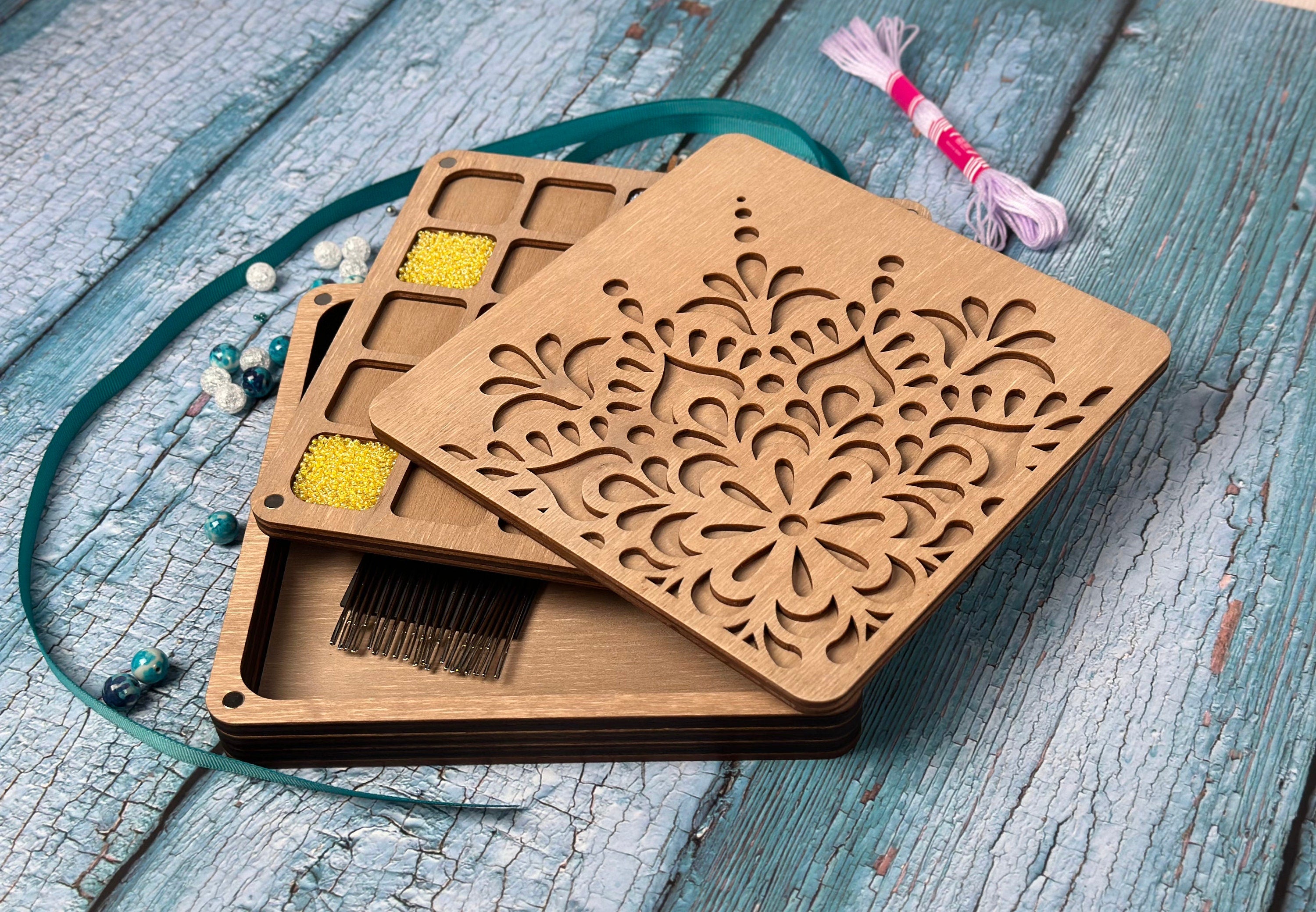 a couple of wooden coasters sitting on top of a table