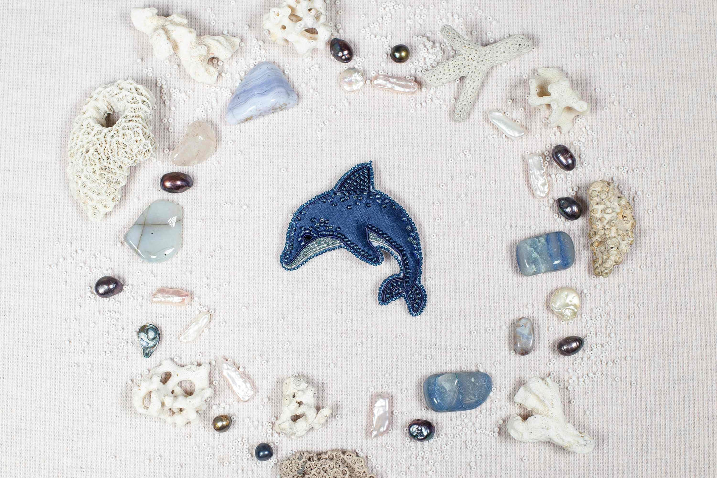 Dolphin - Readymade Beaded Brooch