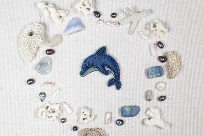 Dolphin - Readymade Beaded Brooch