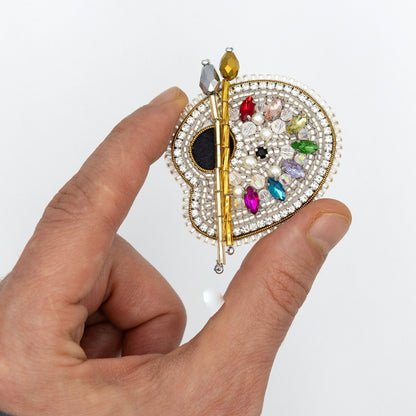 Artist Palette - Readymade Beaded Brooch