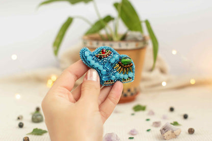 Elephant - Readymade Beaded Brooch