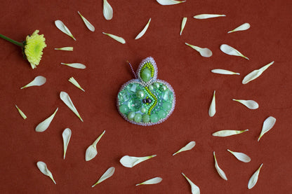 Apple - Readymade Beaded Brooch