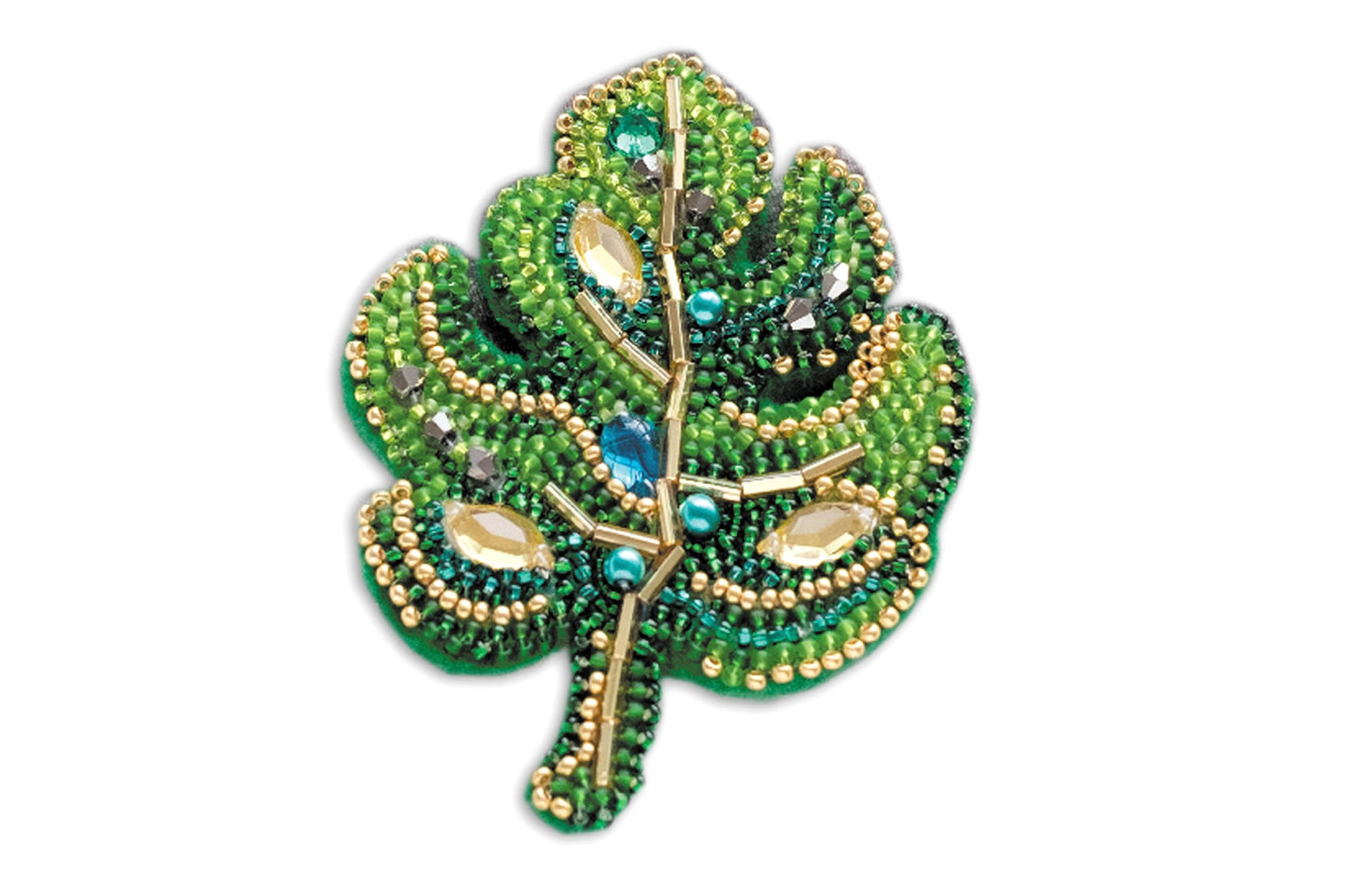 Leaf - Readymade Beaded Brooch