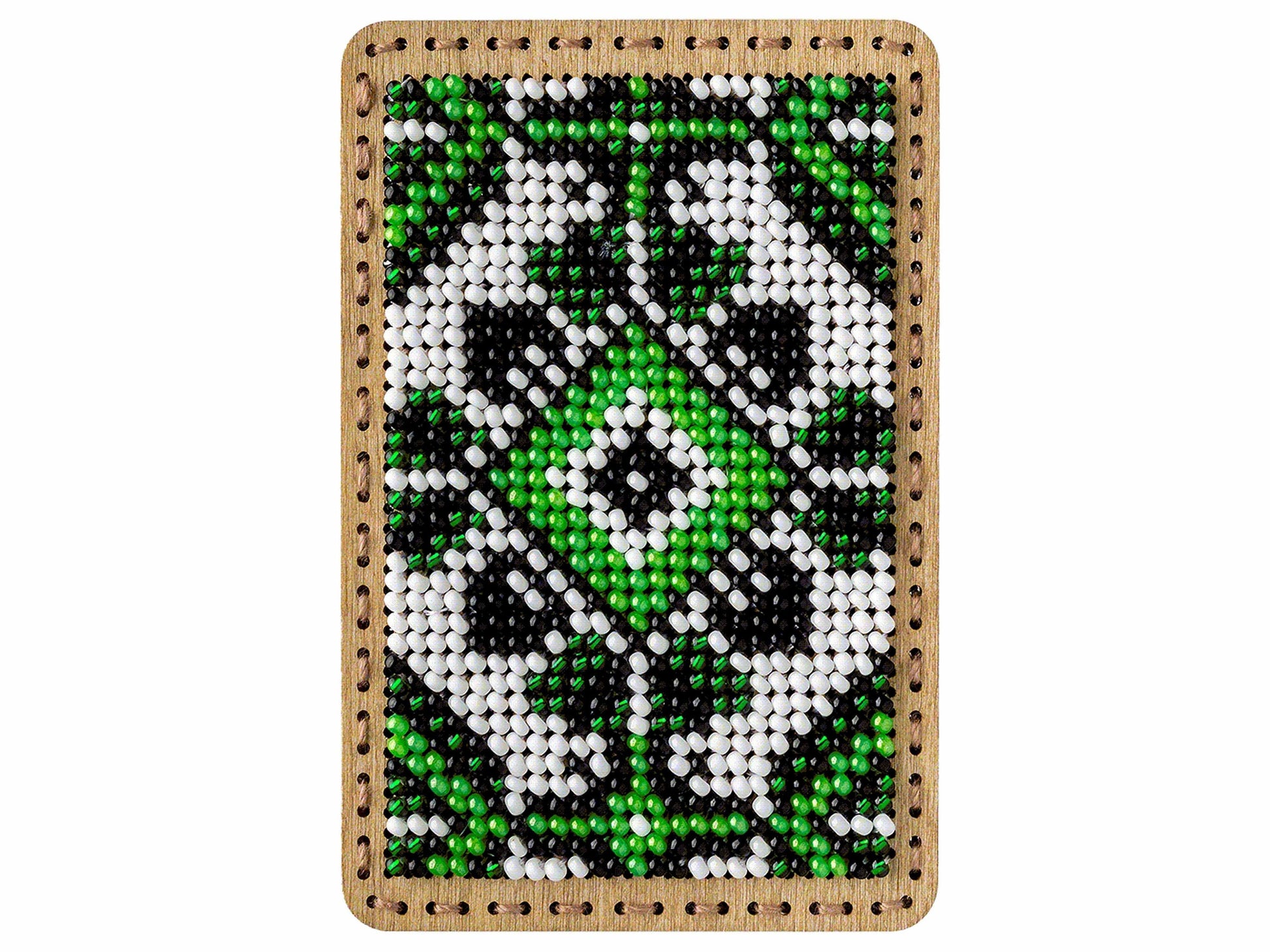 a cross stitch picture of a green and white flower