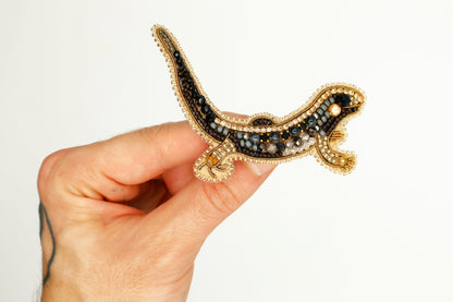 Gecko Lizard - Readymade Beaded Brooch