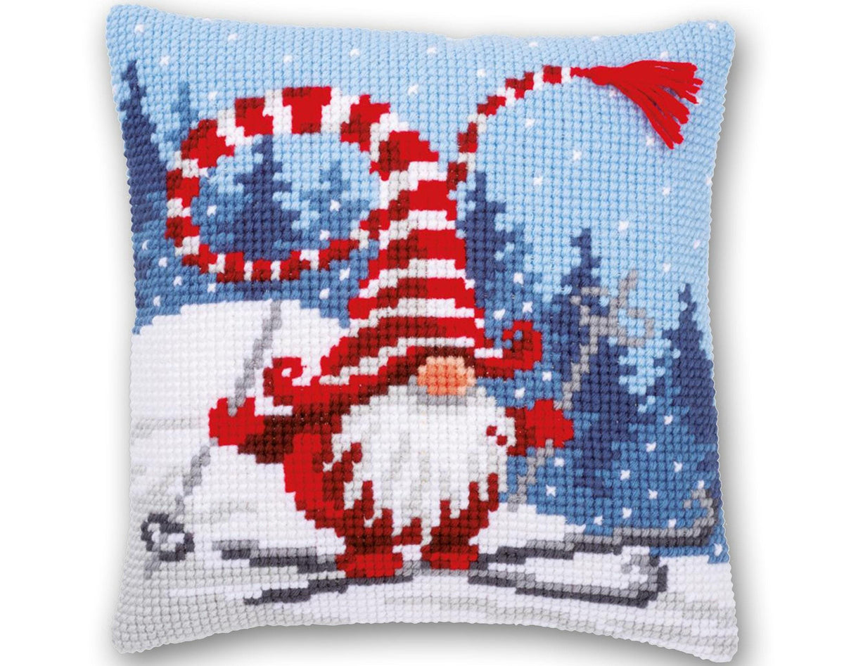 Christmas Gnomes Embroidery Pillow Kit | DIY Beaded Cushion Cover