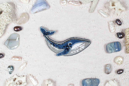 Blue Whale  - Readymade Beaded Brooch
